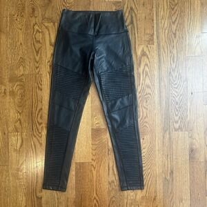 7 for All Mankind Women's Small Black Faux‎ Leather Soft Stretch Pull-on Pants